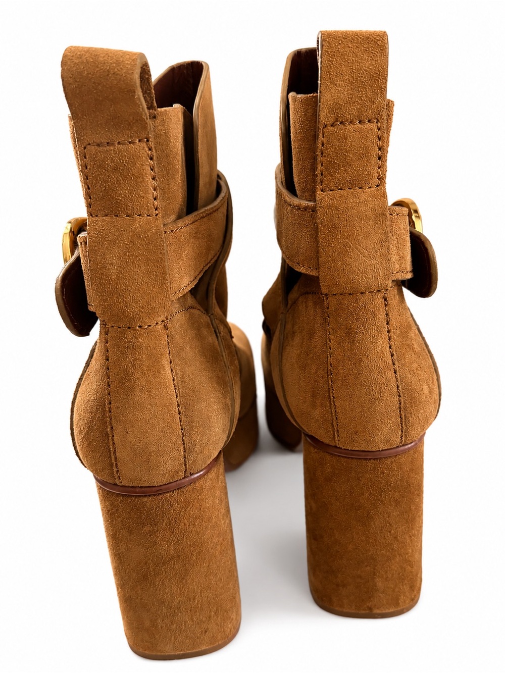 See By Chloe Lyna Brown Suede Platform Ankle Boots Size 40 EU 9-9.5 US - Picture 2 of 7